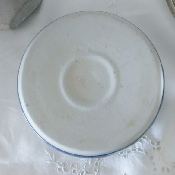 Blue Japanese Pottery Bowl Planter Display - Picture 3 of 4